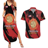 Personalized Proud to Honor Montford Point Marines Couples Matching Summer Maxi Dress and Hawaiian Shirt Freedom Is Not Free - Red - Wonder Print Shop