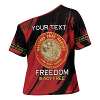 Personalized Proud to Honor Montford Point Marines Cross Shoulder Shirt Freedom Is Not Free - Red - Wonder Print Shop
