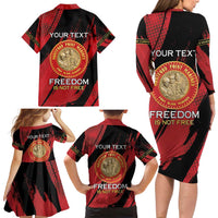 Personalized Proud to Honor Montford Point Marines Family Matching Long Sleeve Bodycon Dress and Hawaiian Shirt Freedom Is Not Free - Red - Wonder Print Shop