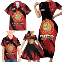 Personalized Proud to Honor Montford Point Marines Family Matching Short Sleeve Bodycon Dress and Hawaiian Shirt Freedom Is Not Free - Red - Wonder Print Shop