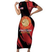 Personalized Proud to Honor Montford Point Marines Family Matching Short Sleeve Bodycon Dress and Hawaiian Shirt Freedom Is Not Free - Red - Wonder Print Shop