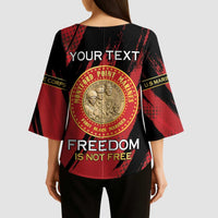 Personalized Proud to Honor Montford Point Marines Kimono Sleeve Blouse Freedom Is Not Free - Red - Wonder Print Shop