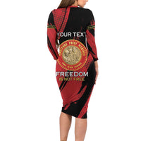 Personalized Proud to Honor Montford Point Marines Long Sleeve Bodycon Dress Freedom Is Not Free - Red - Wonder Print Shop