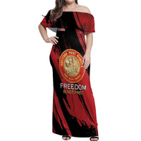 Personalized Proud to Honor Montford Point Marines Off Shoulder Maxi Dress Freedom Is Not Free - Red - Wonder Print Shop