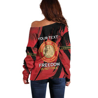 Personalized Proud to Honor Montford Point Marines Off Shoulder Sweater Freedom Is Not Free - Red - Wonder Print Shop