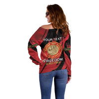 Personalized Proud to Honor Montford Point Marines Off Shoulder Sweater Freedom Is Not Free - Red - Wonder Print Shop