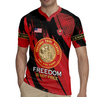 Personalized Proud to Honor Montford Point Marines Rugby Jersey Freedom Is Not Free - Red - Wonder Print Shop