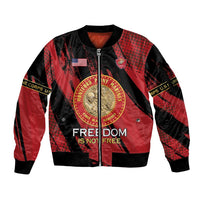 Personalized Proud to Honor Montford Point Marines Sleeve Zip Bomber Jacket Freedom Is Not Free - Red - Wonder Print Shop