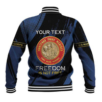 Personalized Proud to Honor Montford Point Marines Baseball Jacket Freedom Is Not Free - Blue - Wonder Print Shop