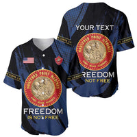 Personalized Proud to Honor Montford Point Marines Baseball Jersey Freedom Is Not Free - Blue - Wonder Print Shop