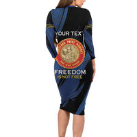 Personalized Proud to Honor Montford Point Marines Family Matching Long Sleeve Bodycon Dress and Hawaiian Shirt Freedom Is Not Free - Blue - Wonder Print Shop