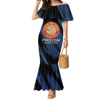 Personalized Proud to Honor Montford Point Marines Family Matching Mermaid Dress and Hawaiian Shirt Freedom Is Not Free - Blue - Wonder Print Shop