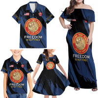 Personalized Proud to Honor Montford Point Marines Family Matching Off Shoulder Maxi Dress and Hawaiian Shirt Freedom Is Not Free - Blue - Wonder Print Shop