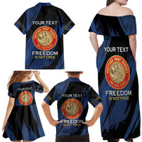 Personalized Proud to Honor Montford Point Marines Family Matching Off Shoulder Maxi Dress and Hawaiian Shirt Freedom Is Not Free - Blue - Wonder Print Shop