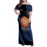 Personalized Proud to Honor Montford Point Marines Family Matching Off Shoulder Maxi Dress and Hawaiian Shirt Freedom Is Not Free - Blue - Wonder Print Shop