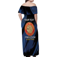 Personalized Proud to Honor Montford Point Marines Family Matching Off Shoulder Maxi Dress and Hawaiian Shirt Freedom Is Not Free - Blue - Wonder Print Shop