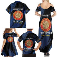 Personalized Proud to Honor Montford Point Marines Family Matching Summer Maxi Dress and Hawaiian Shirt Freedom Is Not Free - Blue - Wonder Print Shop