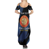 Personalized Proud to Honor Montford Point Marines Family Matching Summer Maxi Dress and Hawaiian Shirt Freedom Is Not Free - Blue - Wonder Print Shop