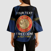 Personalized Proud to Honor Montford Point Marines Kimono Sleeve Blouse Freedom Is Not Free - Blue - Wonder Print Shop