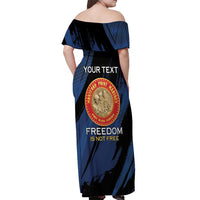 Personalized Proud to Honor Montford Point Marines Off Shoulder Maxi Dress Freedom Is Not Free - Blue - Wonder Print Shop