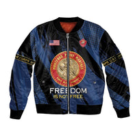 Personalized Proud to Honor Montford Point Marines Sleeve Zip Bomber Jacket Freedom Is Not Free - Blue - Wonder Print Shop