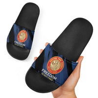 Proud to Honor Montford Point Marines Slide Sandals Freedom Is Not Free - Blue - Wonder Print Shop