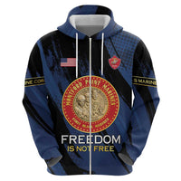 Personalized Proud to Honor Montford Point Marines Zip Hoodie Freedom Is Not Free - Blue - Wonder Print Shop