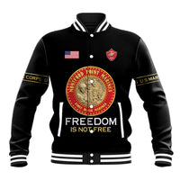 Personalized Proud to Honor Montford Point Marines Baseball Jacket Freedom Is Not Free - Black - Wonder Print Shop