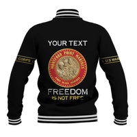 Personalized Proud to Honor Montford Point Marines Baseball Jacket Freedom Is Not Free - Black - Wonder Print Shop