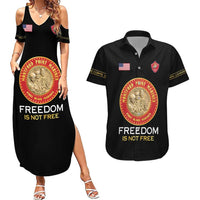 Personalized Proud to Honor Montford Point Marines Couples Matching Summer Maxi Dress and Hawaiian Shirt Freedom Is Not Free - Black - Wonder Print Shop