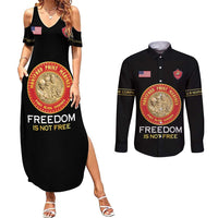 Personalized Proud to Honor Montford Point Marines Couples Matching Summer Maxi Dress and Long Sleeve Button Shirt Freedom Is Not Free - Black - Wonder Print Shop