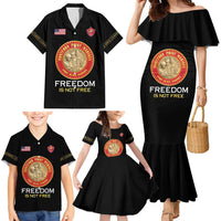 Personalized Proud to Honor Montford Point Marines Family Matching Mermaid Dress and Hawaiian Shirt Freedom Is Not Free - Black - Wonder Print Shop