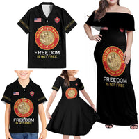 Personalized Proud to Honor Montford Point Marines Family Matching Off Shoulder Maxi Dress and Hawaiian Shirt Freedom Is Not Free - Black - Wonder Print Shop
