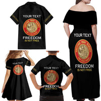 Personalized Proud to Honor Montford Point Marines Family Matching Off Shoulder Maxi Dress and Hawaiian Shirt Freedom Is Not Free - Black - Wonder Print Shop