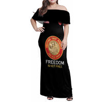Personalized Proud to Honor Montford Point Marines Family Matching Off Shoulder Maxi Dress and Hawaiian Shirt Freedom Is Not Free - Black - Wonder Print Shop