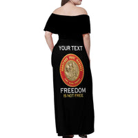 Personalized Proud to Honor Montford Point Marines Family Matching Off Shoulder Maxi Dress and Hawaiian Shirt Freedom Is Not Free - Black - Wonder Print Shop