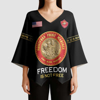 Personalized Proud to Honor Montford Point Marines Kimono Sleeve Blouse Freedom Is Not Free - Black - Wonder Print Shop
