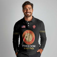 Personalized Proud to Honor Montford Point Marines Long Sleeve Polo Shirt Freedom Is Not Free - Black - Wonder Print Shop