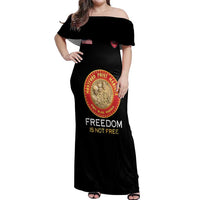 Personalized Proud to Honor Montford Point Marines Off Shoulder Maxi Dress Freedom Is Not Free - Black - Wonder Print Shop