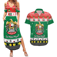 United Arab Emirates Christmas Couples Matching Summer Maxi Dress and Hawaiian Shirt Coat Of Arms Eid Milad Majid - Wonder Print Shop
