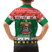 United Arab Emirates Christmas Family Matching Long Sleeve Bodycon Dress and Hawaiian Shirt Coat Of Arms Eid Milad Majid - Wonder Print Shop