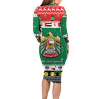 United Arab Emirates Christmas Family Matching Long Sleeve Bodycon Dress and Hawaiian Shirt Coat Of Arms Eid Milad Majid - Wonder Print Shop