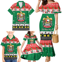 United Arab Emirates Christmas Family Matching Mermaid Dress and Hawaiian Shirt Coat Of Arms Eid Milad Majid - Wonder Print Shop