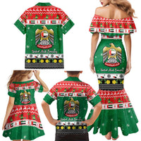 United Arab Emirates Christmas Family Matching Mermaid Dress and Hawaiian Shirt Coat Of Arms Eid Milad Majid - Wonder Print Shop