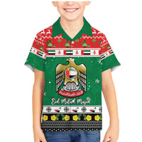United Arab Emirates Christmas Family Matching Mermaid Dress and Hawaiian Shirt Coat Of Arms Eid Milad Majid - Wonder Print Shop