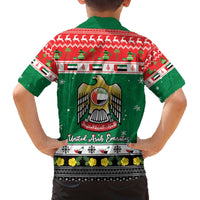 United Arab Emirates Christmas Family Matching Off The Shoulder Long Sleeve Dress and Hawaiian Shirt Coat Of Arms Eid Milad Majid - Wonder Print Shop