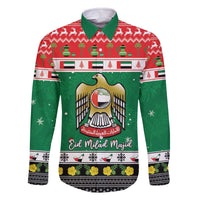 United Arab Emirates Christmas Family Matching Off The Shoulder Long Sleeve Dress and Hawaiian Shirt Coat Of Arms Eid Milad Majid - Wonder Print Shop