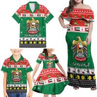United Arab Emirates Christmas Family Matching Off Shoulder Maxi Dress and Hawaiian Shirt Coat Of Arms Eid Milad Majid - Wonder Print Shop