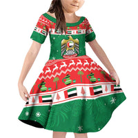 United Arab Emirates Christmas Family Matching Off Shoulder Short Dress and Hawaiian Shirt Coat Of Arms Eid Milad Majid - Wonder Print Shop