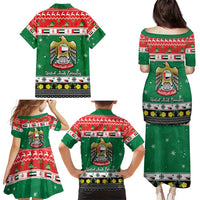 United Arab Emirates Christmas Family Matching Puletasi and Hawaiian Shirt Coat Of Arms Eid Milad Majid - Wonder Print Shop